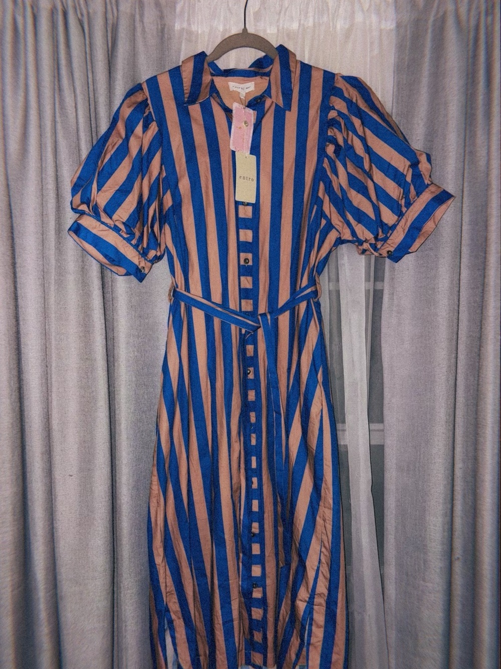 Midi Dress in Blue and Tan by entro
